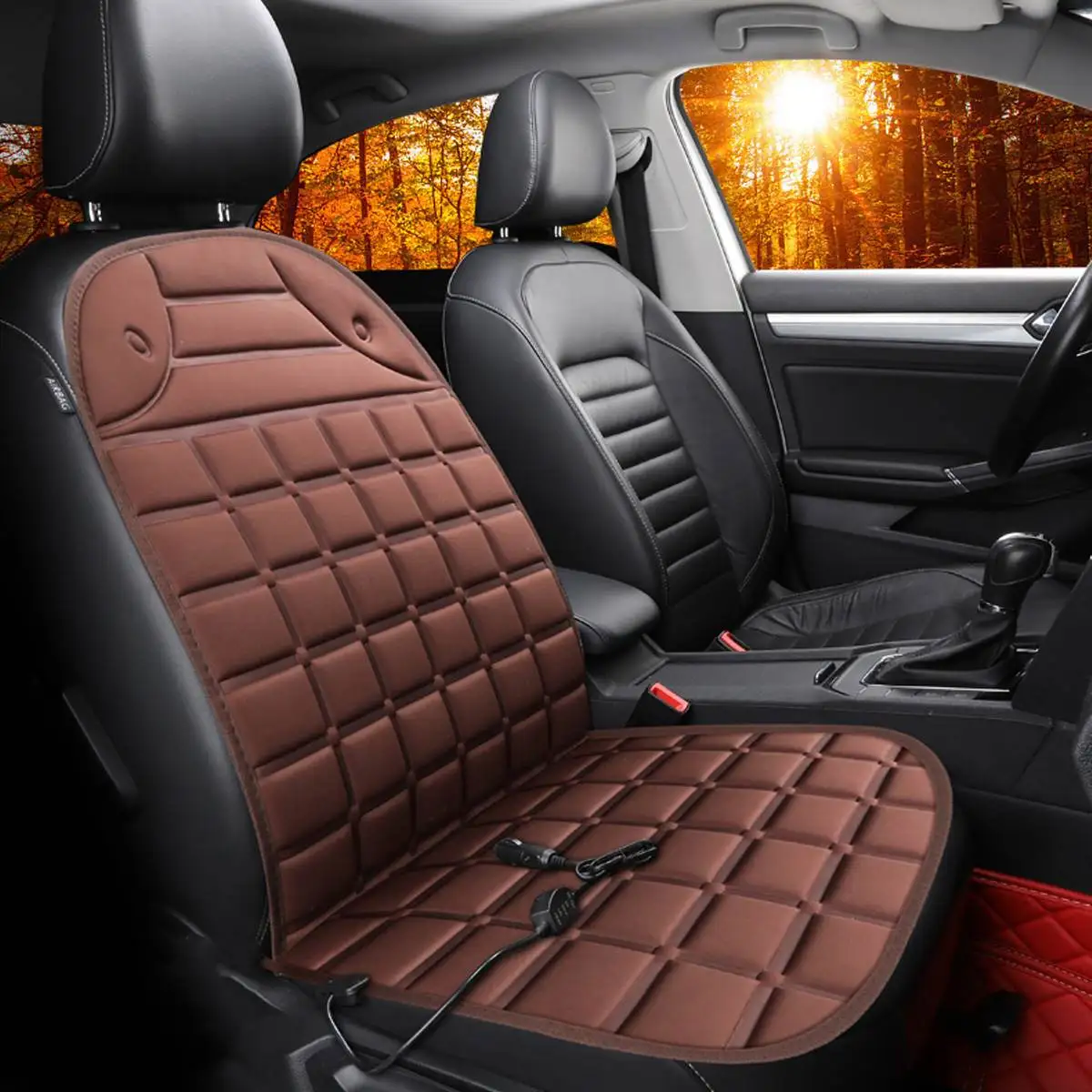 

1 Pair 12V Car Heated Seat Cushion Heated Seat Covers Adjustable Auto Heating Hot Pad Cushion Cardriver Heated Seat Cushion