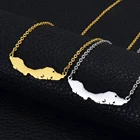 Ожерелье-цепочка с подвеской в виде карты из нержавеющей стали, 4 см