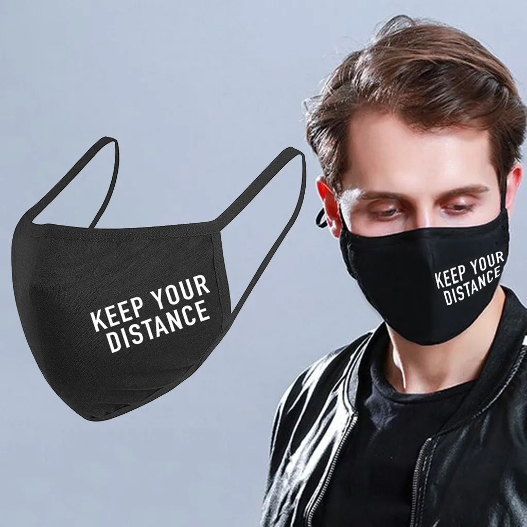 

Adult Letter Print Face Mask Cloth Black Masque Washable Reusable Face Coverings Mouth Cover Mouth Caps Mondmasker