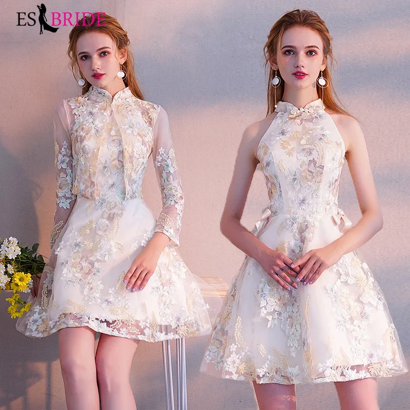 

French neck small evening dress skirt women can usually wear party birthday party temperament dress waist bridesmaids short