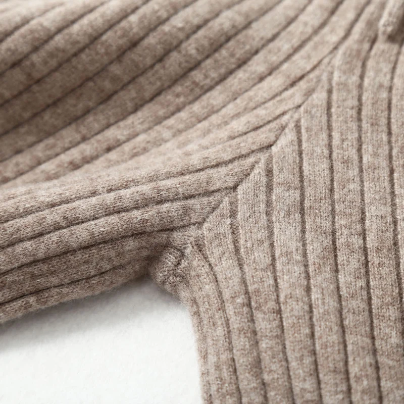 100% Wool Ribbed Knitted Loose Pants Hem Split Full Length All-match Long Trousers Wide Leg Soft Finewool Women Winter Must Have