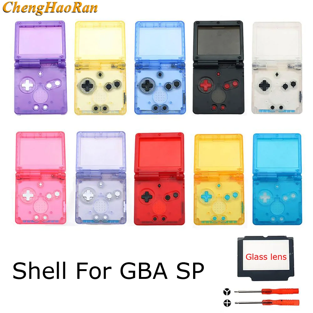 

1set Glass Screen lens and tool For GameBoy Advance SP Classic clear Limited Edition Housing Shell for GBA SP Housing Case Cover
