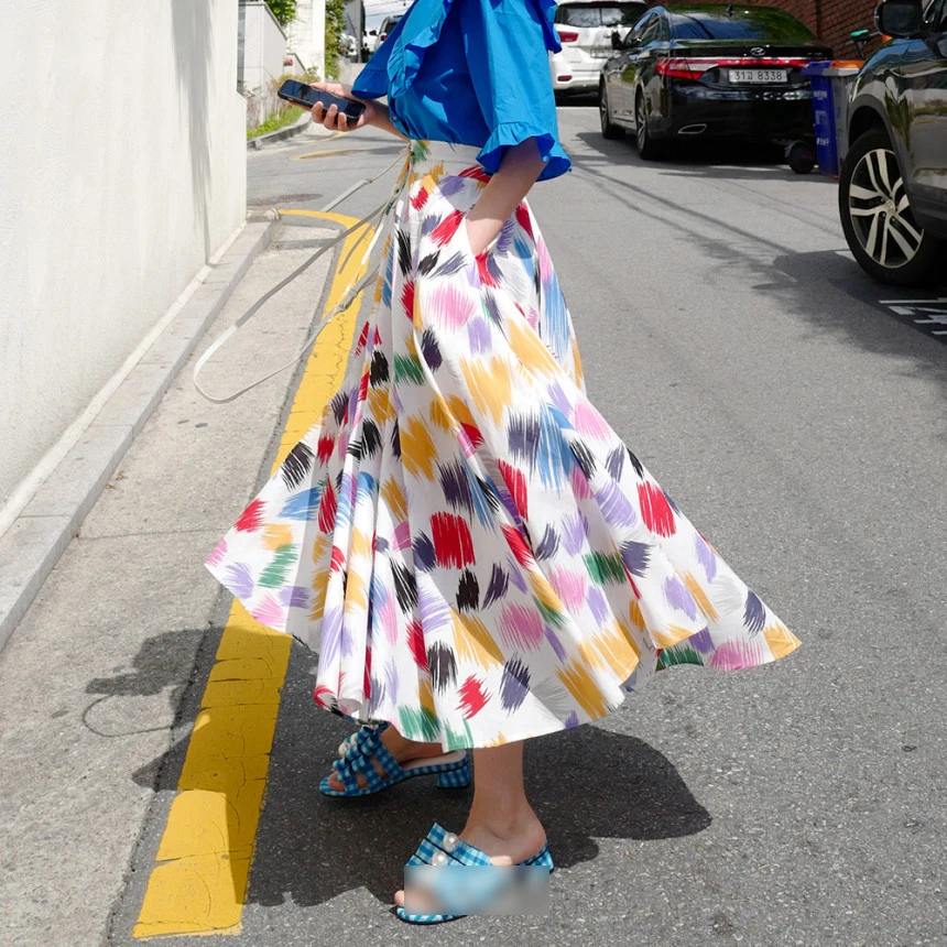 Женская винтажная юбка с высокой талией и широким подолом летняя 2020 | одежда