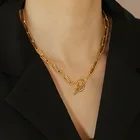 Толстая цепь с переключателем, золотые ожерелья, смешанные цепочки, круглые ожерелья для женщин, минималистичное ожерелье-чокер, горячая бижутерия