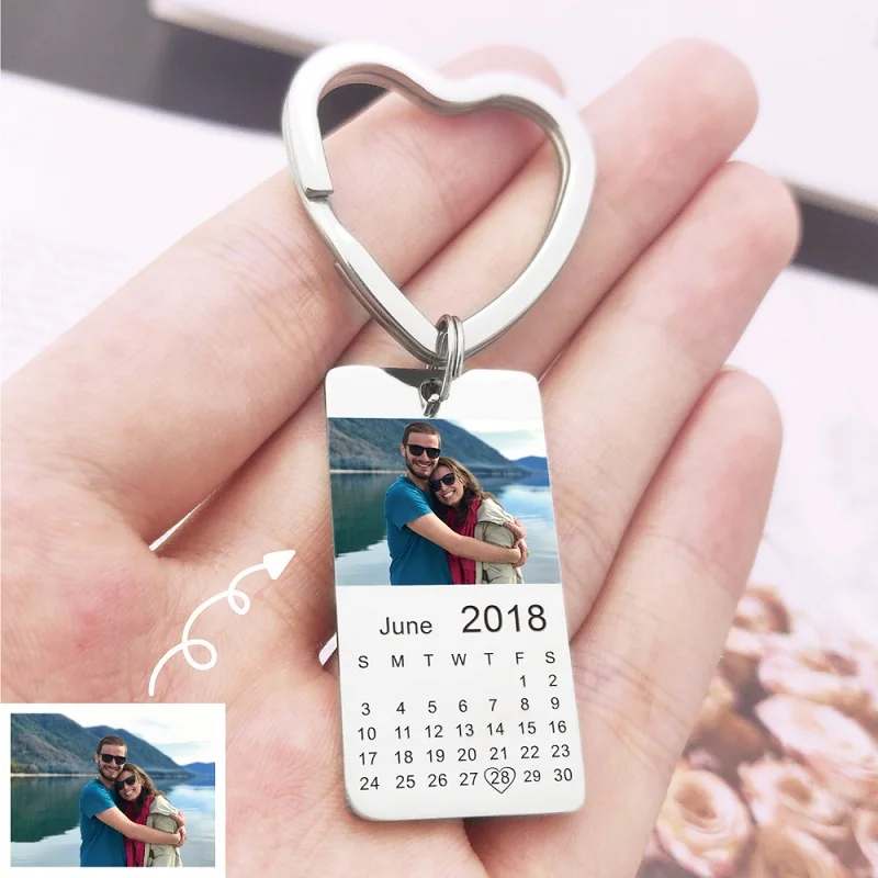 Naomy& ZP из нержавеющей стали на заказ фото брелок-календарь с гравировкой ID Dog Tag подвеска в виде ключа цепи милые брелки дропшиппинг