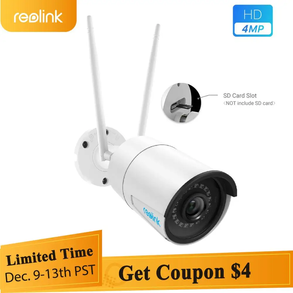 Reolink RLC-410W, 4 МП, 2560x1440, 2,4G& 5G, уличная WiFi камера, HD IP камера, беспроводная, непогодная, камера безопасности