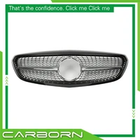 for mercedes benz c class w205 2014 on with emblem classic style amg diamond look blacksilverchrome front grille