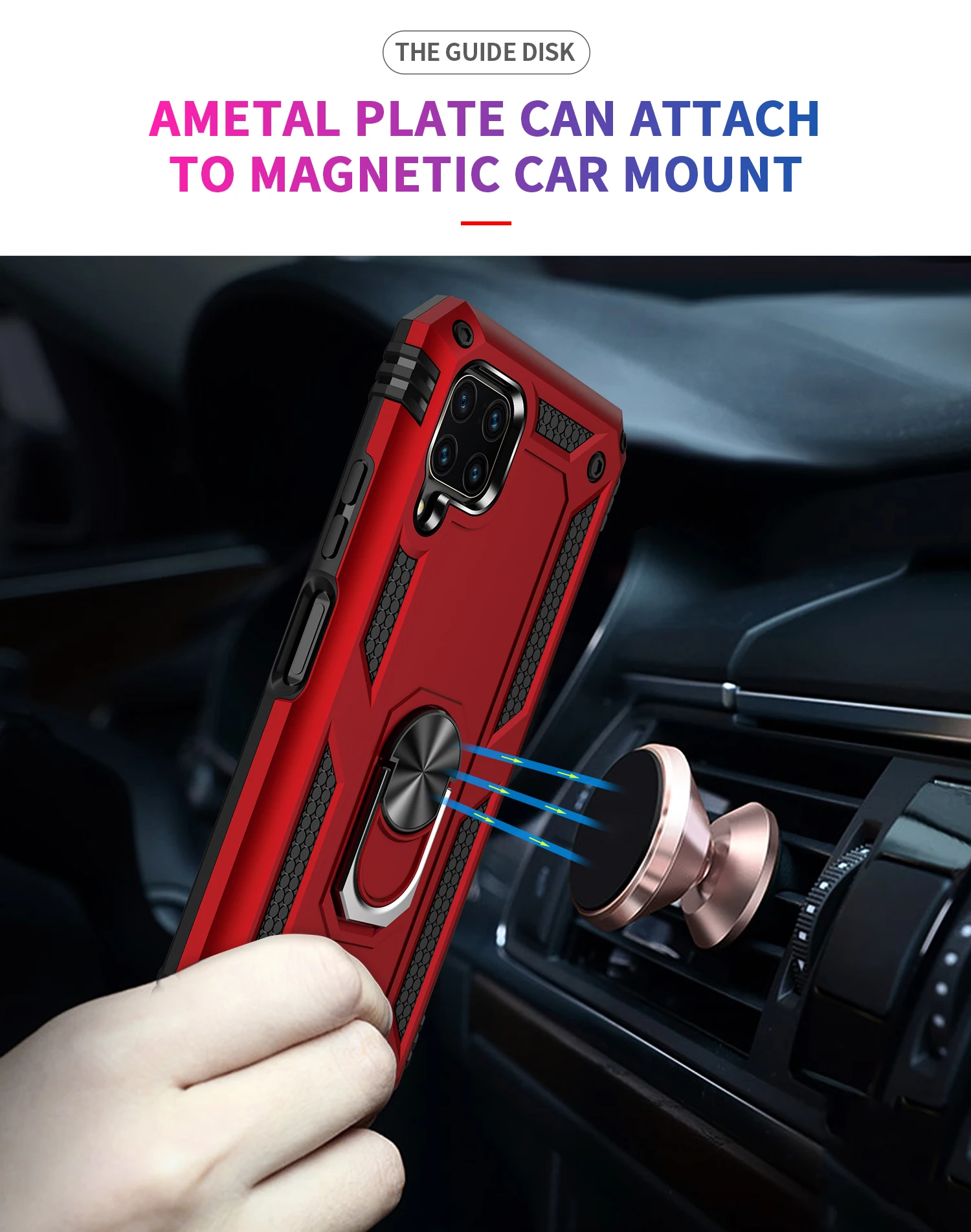 

Shockproof Case for Huawei P40 Lite Case Bumper on Huawei P40 Lite Military Armor Magnetic Car Holder Phone Cover