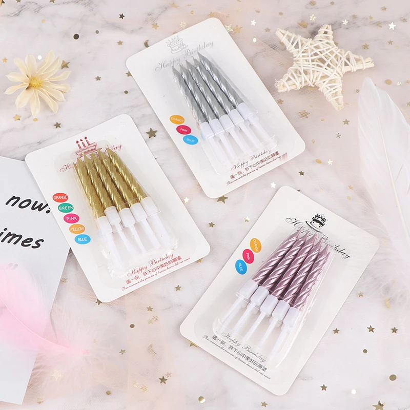 

Pack Of 10 Gold Silver Threaded Candle Safe Flames For Anniversary Wedding Birthday Party Cake Topper Decoration Candles