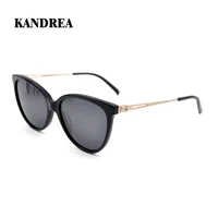 kandrea 2021 round women cat eye sunglasses female oversized tac lens with drill glasses frame acetate polarized goggles uv400