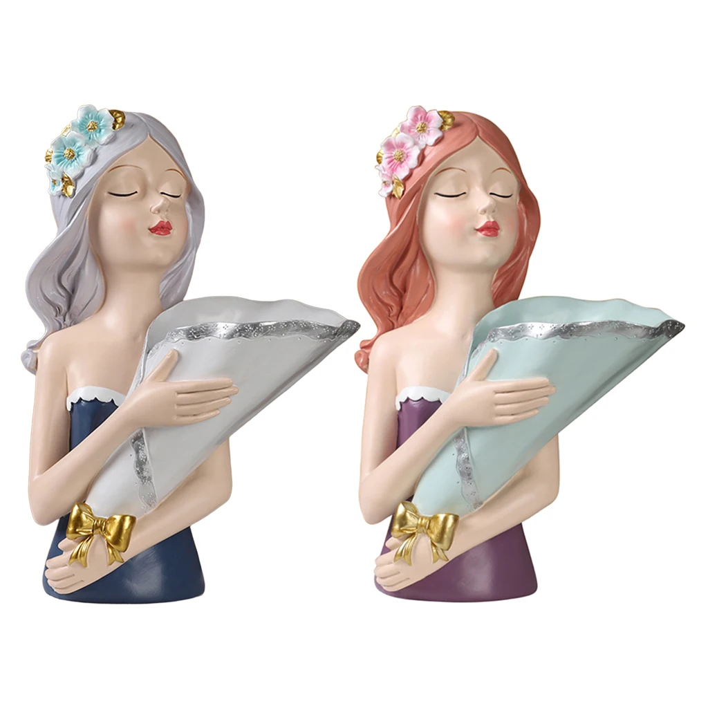 

Resin Bouquet Girl Statue Art Craft Living Room Home Garden Ornament