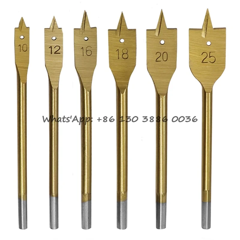 

Hot Sale 6pcs/Set Wood Flat Drill Bits Woodworking Opener Cutter Tools 10-25mm High Carbon Steel Hex Shank 3-point Spade Bits