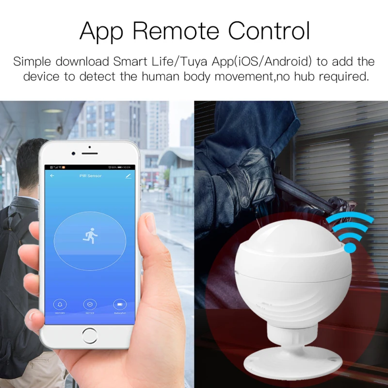 Tuya/Smart life WiFi умный PIR датчик движения портативное приложение Удаленная проверка