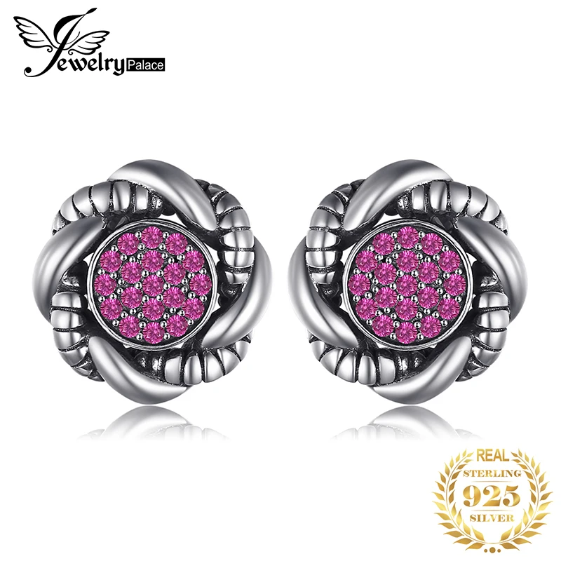 Jewelrypalace Винтаж 0.4ct круглый создан красный рубин проложить Серьги-гвоздики 925 Серебряная свадьба Красивые ювелирные изделия Новое поступление года