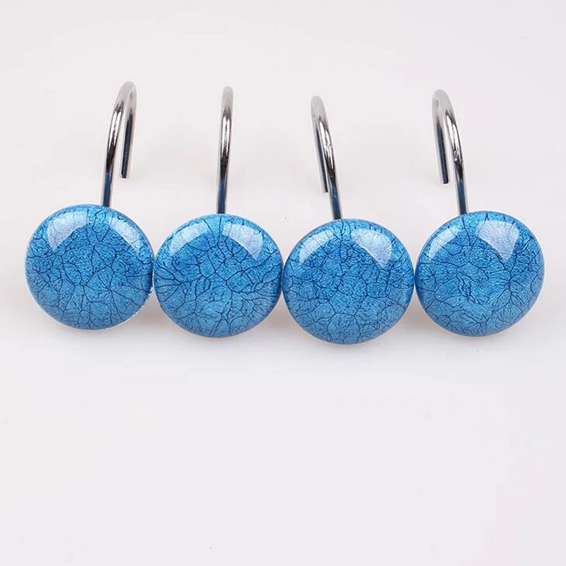 

12 pcs Shower Curtain Hook Decorative Resin Crack-shaped Curtain Rings Curtain Hooks for Bathroom Bedroom Baby Room Living Room
