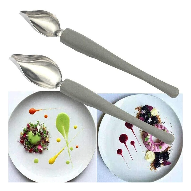 

6 Pcs Art Pencil Stainless Steel Non-Slip Chef Cooking Painting Spoon Cake Decoration Baking Tool for Decorating Plates