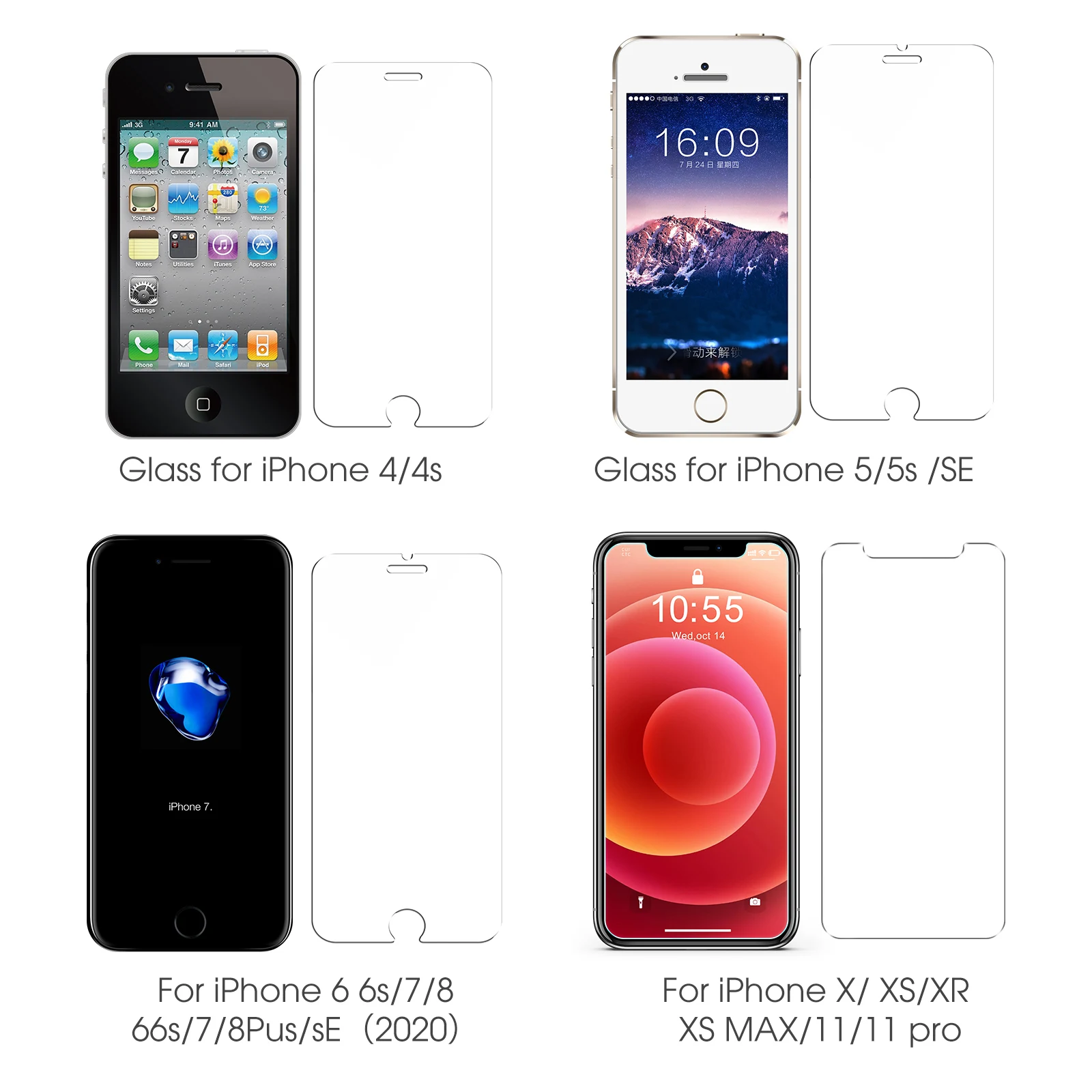 

3Pcs 9H Tempered Protective Glass for iPhone 12 11 Pro XS Max XR X Screen Protector For iPhone 7 8 6 6s Plus 5s SE 2020 Glass