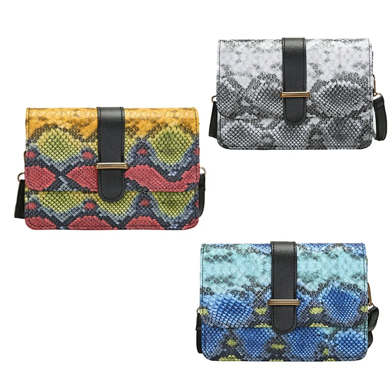 

Ladies Shoulder Bag New Snakeskin Pattern Messenger Bag Handbag Chain Bag All-Match Crack Printing All-Match