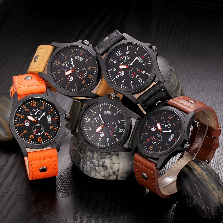 Classic Men Watch Men's Waterproof Date Leather Strap Sport Quartz Army Male Wrist Party Decoration Fashion | Наручные часы