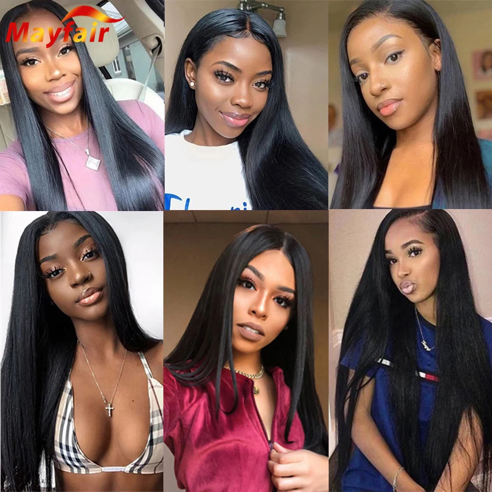 

13x4 28 Inch 4x4 Bone Straight Human Hair Lace Front Wig Pre Plucked Hairline Lacefront Frontal Brazilian Closure Wigs