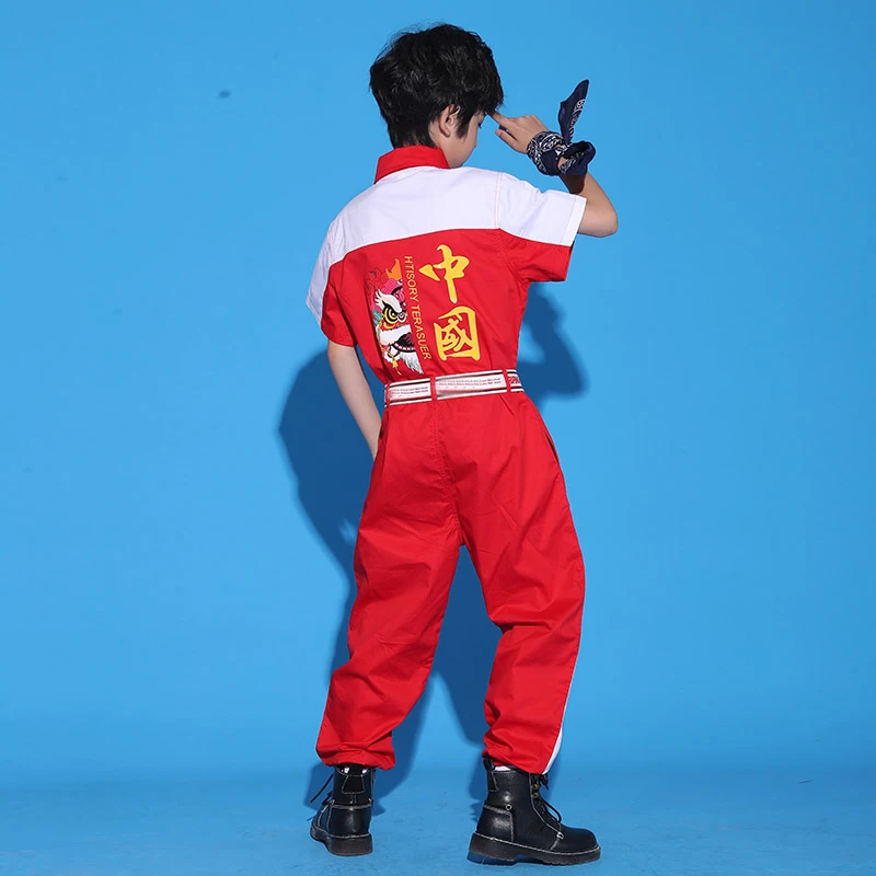 

Girls Boys Outwear Hip Hop Clothing Jazz Dance Costumes Kids Ballroom Dancing Clothes Short Sleeve Jumpsuit Stage Rompers XS2388