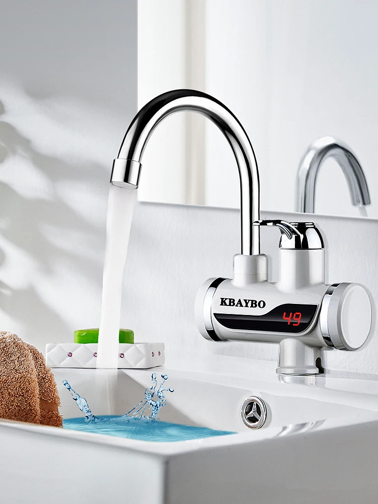 KBAYBO 3000W electric water heater Temperature Display faucet for kitchen Instant Hot Water Tap Faucet tankless | Бытовая техника