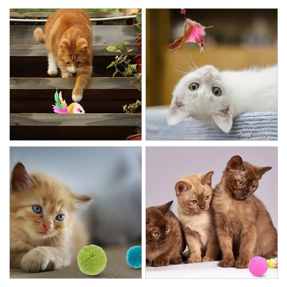 

26Pcs/Set Funny Mouse Bell Feather Sisal Balls Plush Ball Feather Toy Sets for Cat Pet Supplies