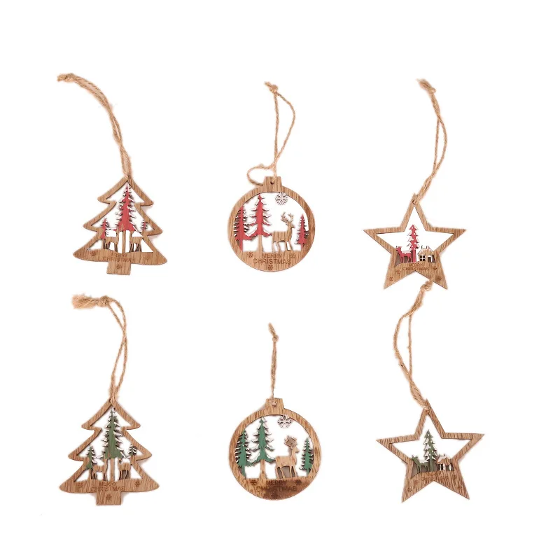 6 шт./компл. необычная Рождественская елка стерео полый кулон с оленем