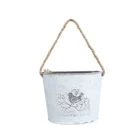 Винтажный металлический цветок ваза пасторальный стиль деревенский Железный настенный цветочный горшок для украшения дома с веревочными ручками