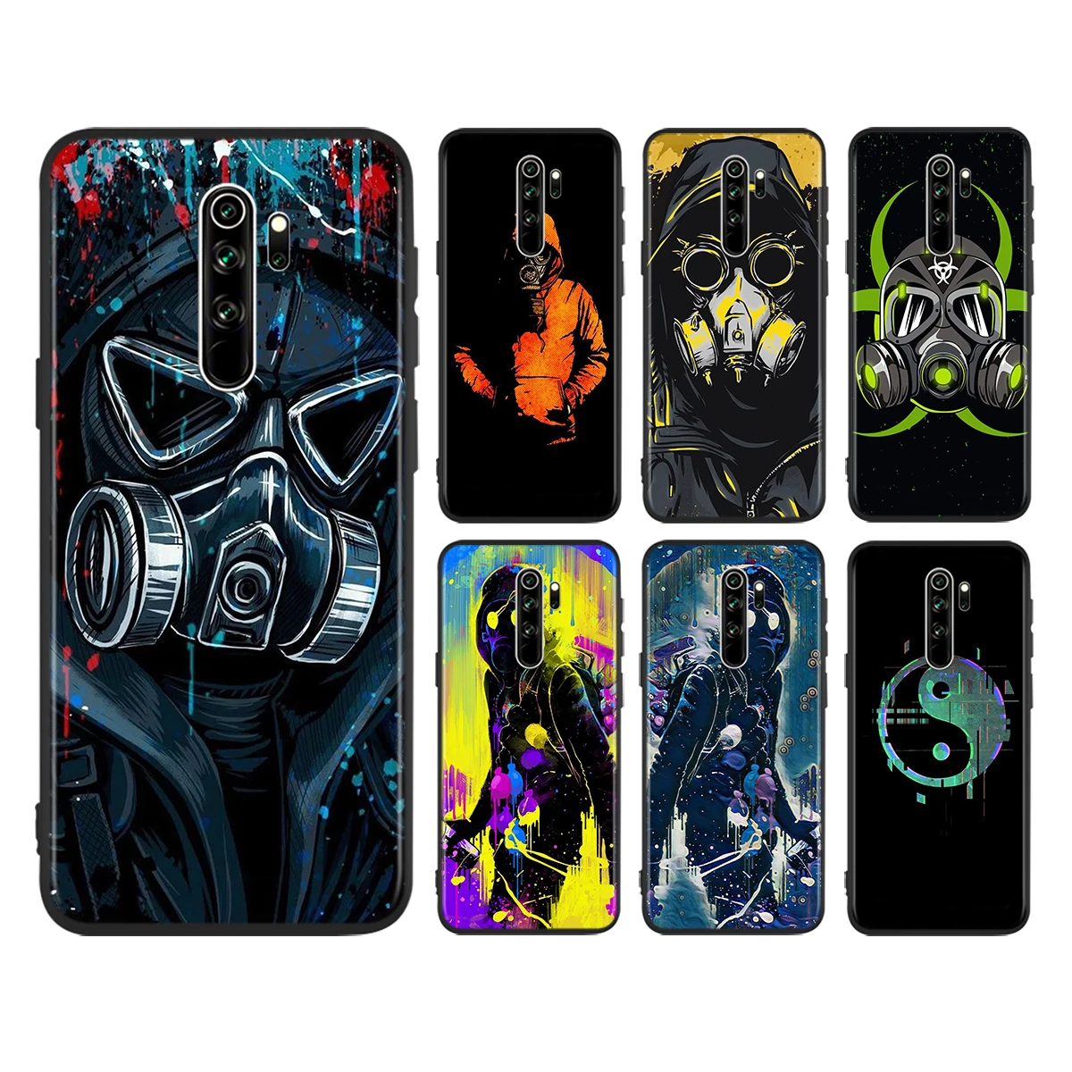 

Phone Case For Xiaomi Redmi K40 Gaming K30i K30T K30S K30 Ultra K20 10X Pro 5G Cool Gas Mask Smiley Black Soft TPU Cover