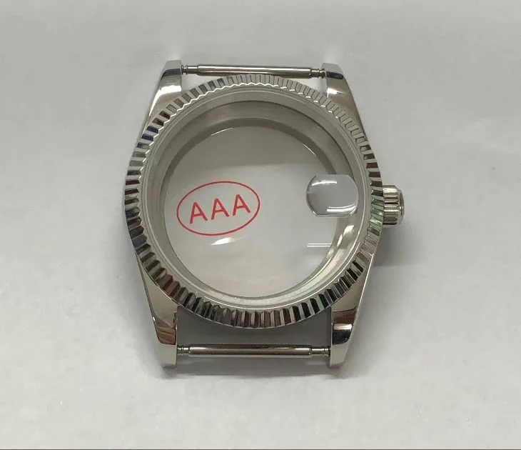 36 мм высококачественные Чехлы для часов из нержавеющей стали 316L с сапфировым