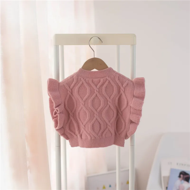 Свитер для маленьких девочек жилет 2021 модная детская одежда без рукавов с