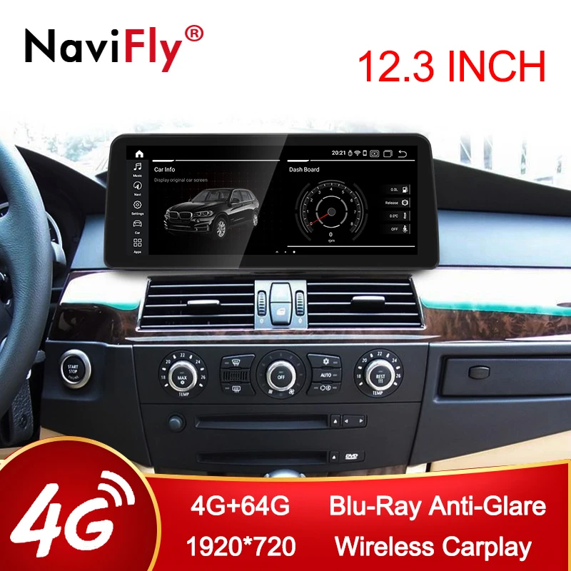 NaviFly Авто Стерео магнитофон головное устройство для BMW 5 серии E60 E61 Android 10 0