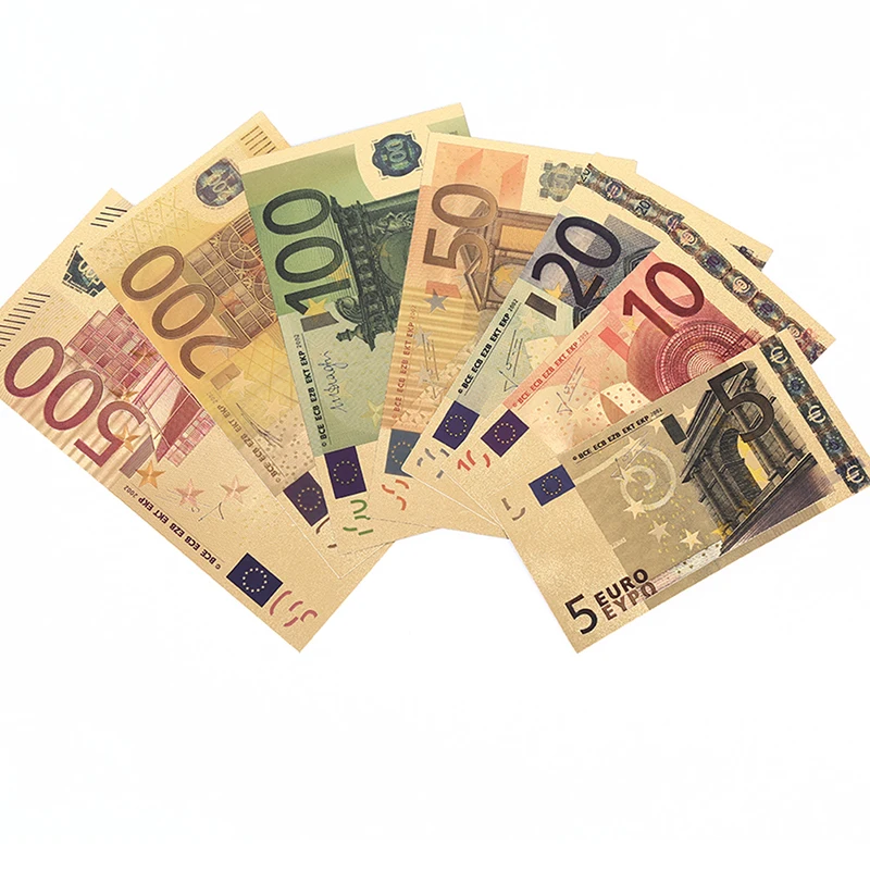 

7pcs/Set Euro Gold Foil Paper Money Arts Crafts Collection Gifts Non Currency