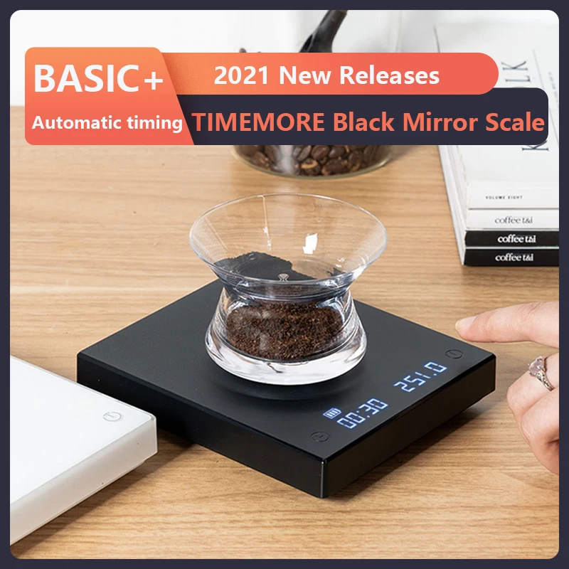 Timemore-b&aacute;scula digital inteligente b&aacute;sica + para caf&eacute;, balanza electr&oacute;nica de caf&eacute; por goteo con temporizador, 2kg, color negro-0