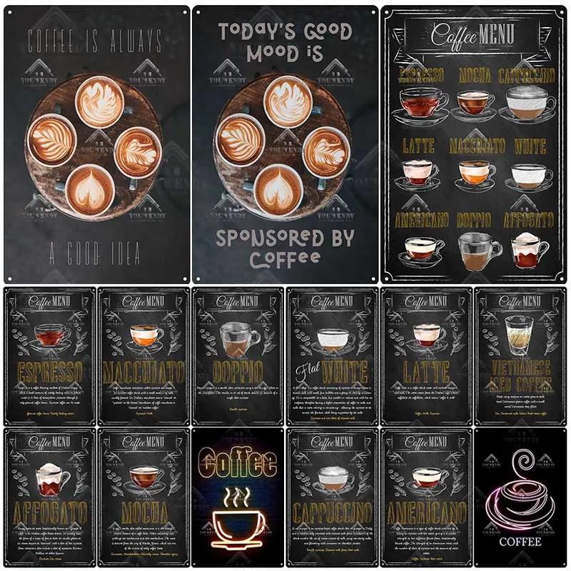 

Coffee Metal Print Vintage Tin Sign Metal Sign Decorative Plaque Retro Board Cafe Kitchen Living Room Coffee Bar Decoration