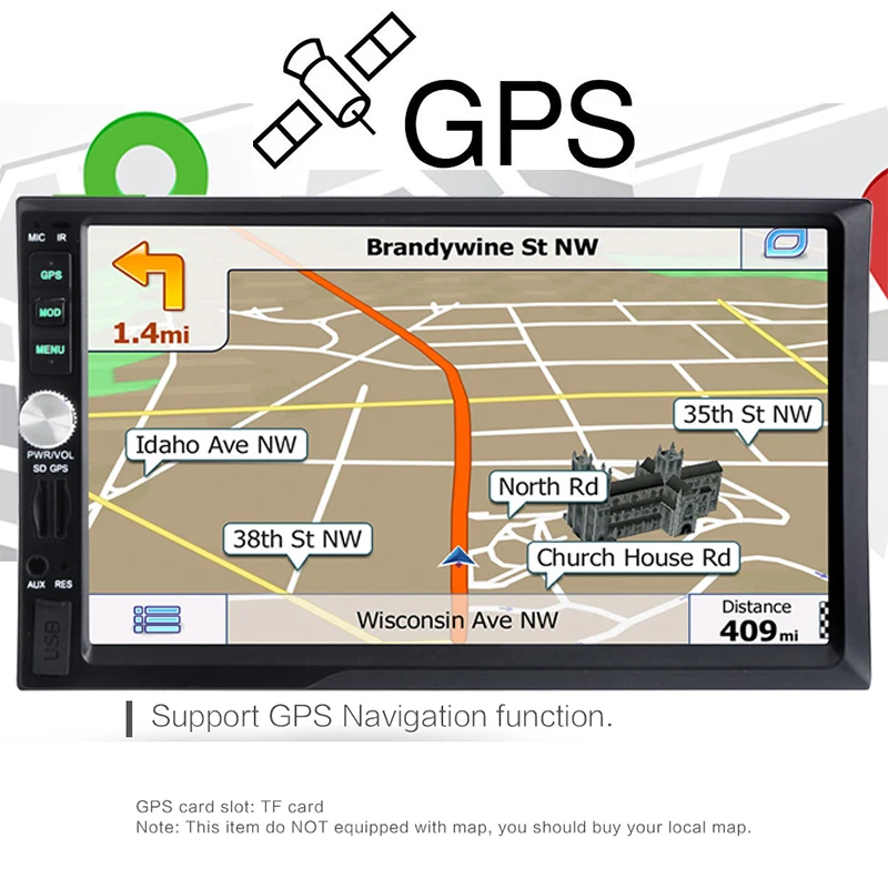 Gps 7 дюймов 2 Din универсальный автомобильный Радио MP5 MP3/mp4 плееры gps устройства Bluetooth стерео автомобильный тюнер USB/TF/AUX