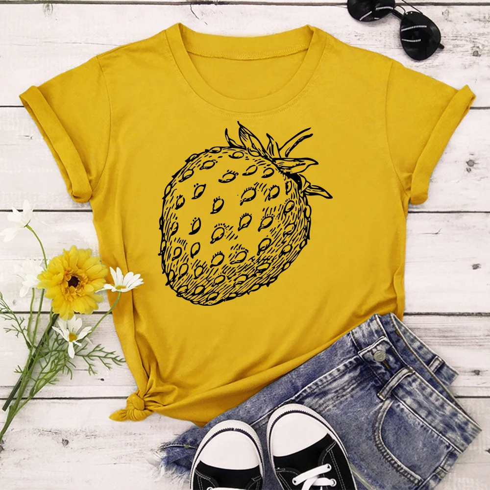 

Strawberry 2021 New T Shirt Fashion Women Harajuku Ulzzang T Shirt Femal T Shirts Summer Tops TX8468