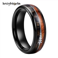 6mm black tungsten wedding band stainless steel arrowwood inlay tungsten carbide rings for women fashion gift polished domed