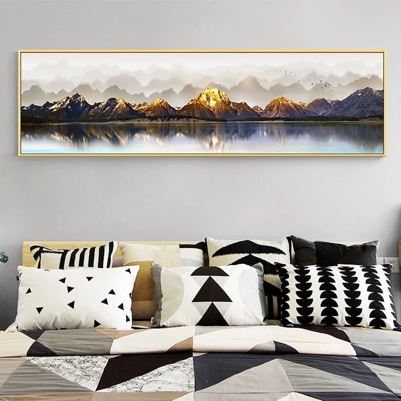 

Gloden Riverside Canvas Painting Modern Landscape Poster And Print Wall Art Abstract Home Decor For Living Room Bedroom