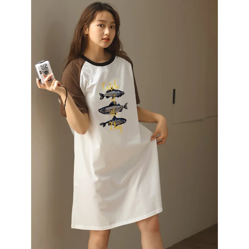 Пикантная ночная рубашка для женщин летняя тонкая пижама из чистого хлопка с