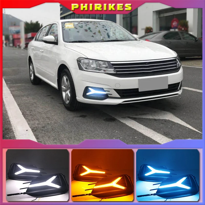 

1 пара светодиодных дневных ходовых огней DRL для Volkswagen VW Lavida 2019 с желтым сигнальным сигналом Trun, синяя Ночная лампа