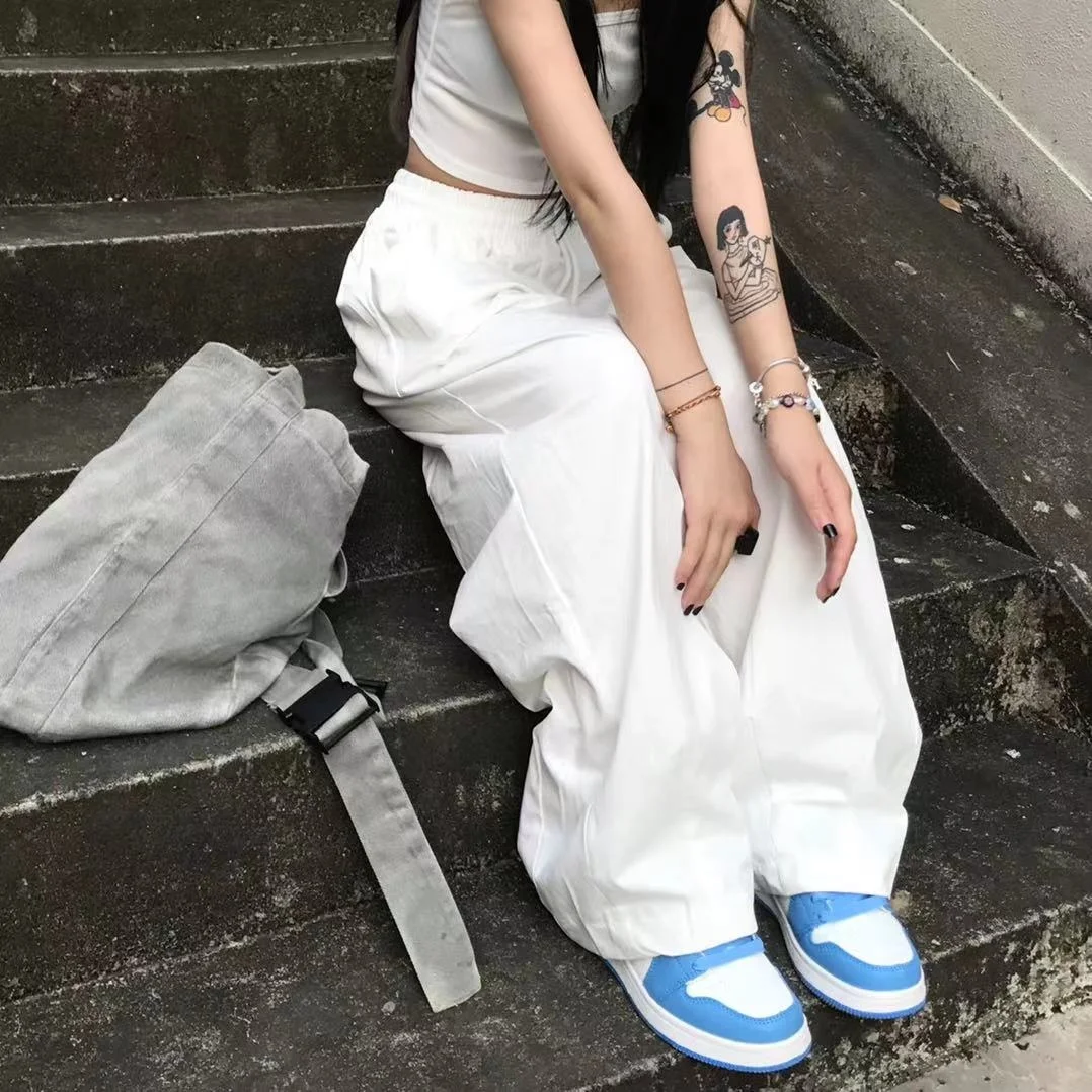 Свободные повседневные штаны для колледжа свободные и Белые Повседневные