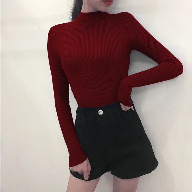 sweater woman Осень-зима, большой размер 3XL, теплый свитер, Женский вязаный пуловер в рубчик, свитер с длинным рукавом, водолазка, тонкий джемпер, мягкий пуловер, Femme - Цвет: sweater woman