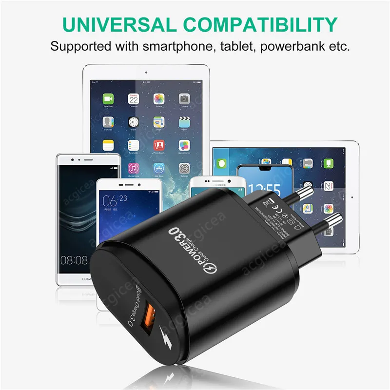 

quick charge 3.0 usb charger universal wall fast charging mobile phone tablet chargers for iphone 11 samsung s7 Huawei charger
