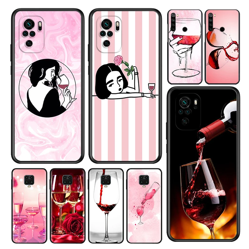 

Silicone Cover Drink A Wine For Xiaomi Redmi Note 10 10S 9 9S Pro Max 9T 8T 8 7 6 5 Pro 5A 4X 4 Phone Case