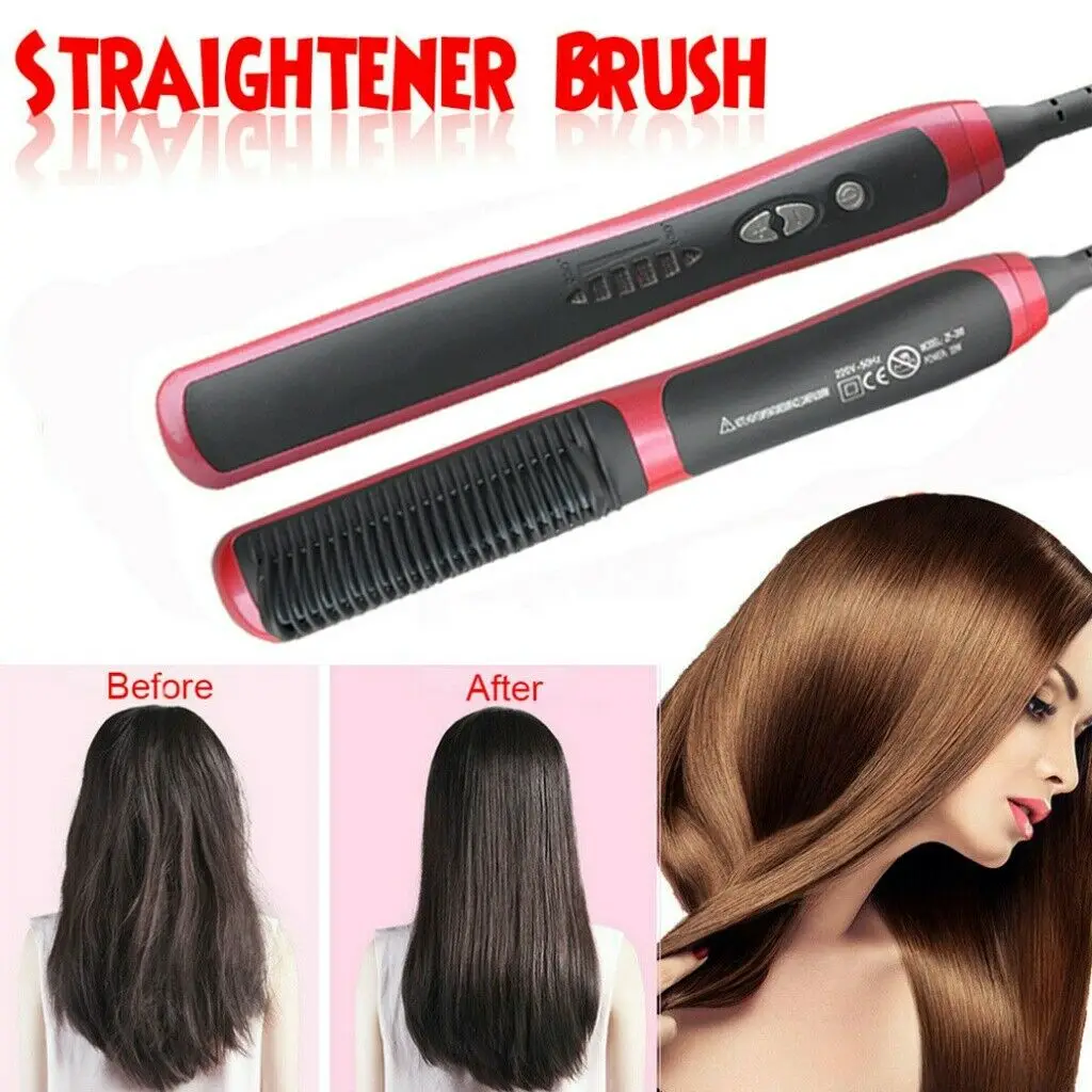 

Electric Hair Straightening Brush Ceramic Hair Straightener Comb Wet & Dry Hair Care Styling Tools Bread Brush Girls Ladies Men