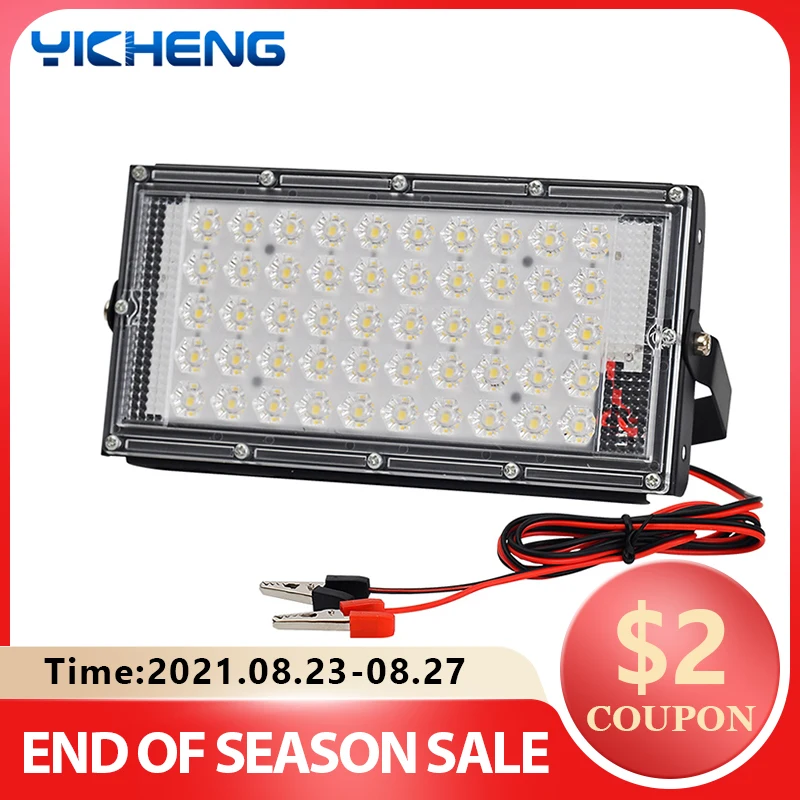 

50W 100W LED Floodlight DC12V Electric Clip LED Spotlight IP65 Waterproof LED Street Lamp Emergency Outdoor Lighting For Camping