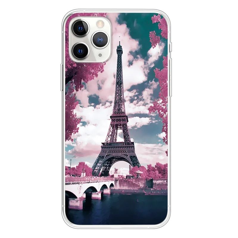 Париж Эйфелева башня небоскреб Радуга озеро пейзаж задняя крышка телефона чехол