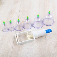 6 pieces cans cups chinese vacuum cupping kit pull out a vacuum apparatus therapy relax massagers curve suction pumps